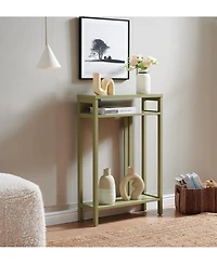 Kings Brand Furniture Bisbee Wood Console Table with 2 Open Storage Shelves, Narrow & Minimalist Sofa Table, Entryway Table Perfect for Hallway, Behin