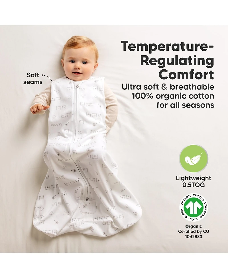 KeaBabies 2-Pack Snooze Baby Sleep Sacks, Cotton Wearable Blanket, Soft Toddler Sleeping Bag, Smooth Zipper