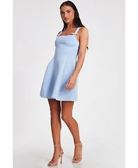 Quiz Women's Scuba Foam Mini Dress with Diamante Bow Detail