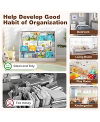 5 Tier Kids Bookshelf with Anti-Tipping Device Kids-friendly Height for Bedroom