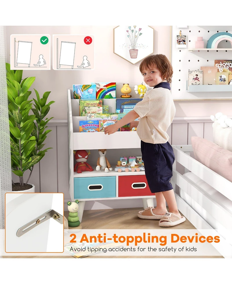 Kids Bookshelf with Open Compartment for Toddlers Easy Access to Books and Toys