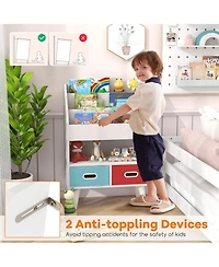 Kids Bookshelf with Open Compartment for Toddlers Easy Access to Books and Toys
