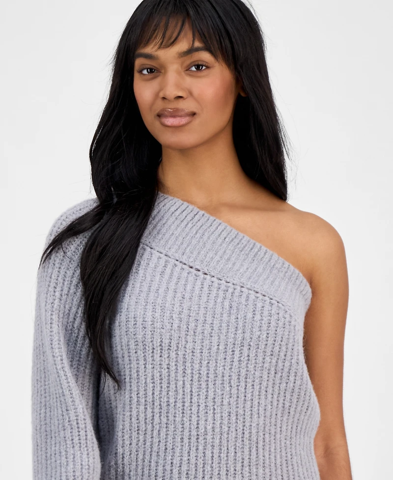 Hugo Women's Ribbed One-Shoulder Long-Sleeve Sweater