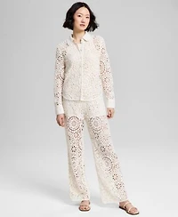 Now This Womens Crochet Woven Blouse Pants Exclusively At Macys
