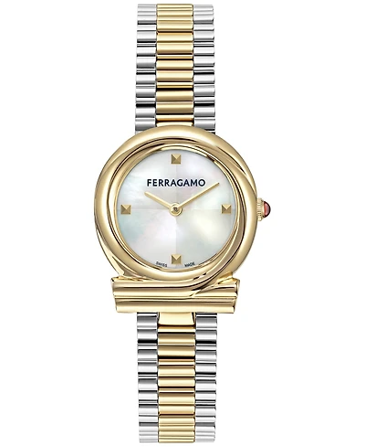Ferragamo Women's Swiss Gancini Twisted Two-Tone Stainless Steel Bracelet Watch 28mm
