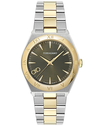 Ferragamo Men's Swiss Vega Two-Tone Stainless Steel Bracelet Watch 40mm