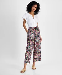Tommy Hilfiger Women's Floral-Print Wide-Leg Pull-On Pants