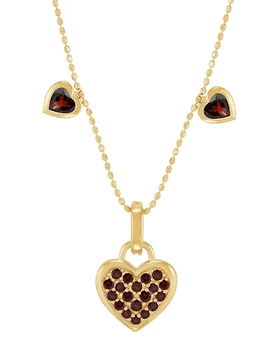 Amethyst (3/4 ct. t.w.) & Diamond Accent Triple Heart 18" Pendant Necklace in 14k Gold-Plated Sterling Silver