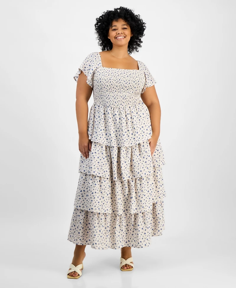 And Now This Trendy Plus Size Tiered Floral Maxi Dress, Exclusively at Macy's