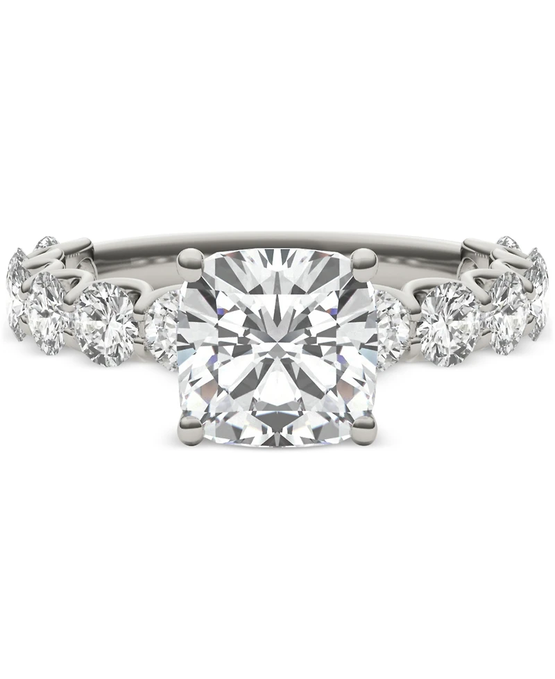 Charles & Colvard Moissanite Cushion Round Engagement Ring (3-1/2 ct. t.w. Diamond Equivalent) 14k White Gold