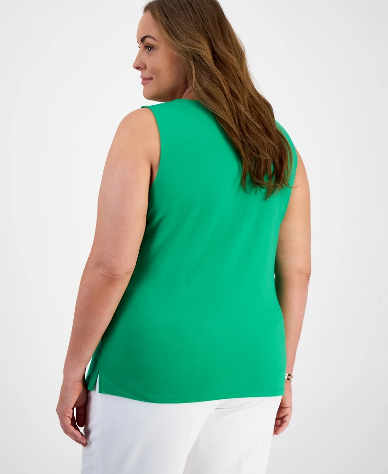 Kasper Plus Size Square-Neck Tank Top
