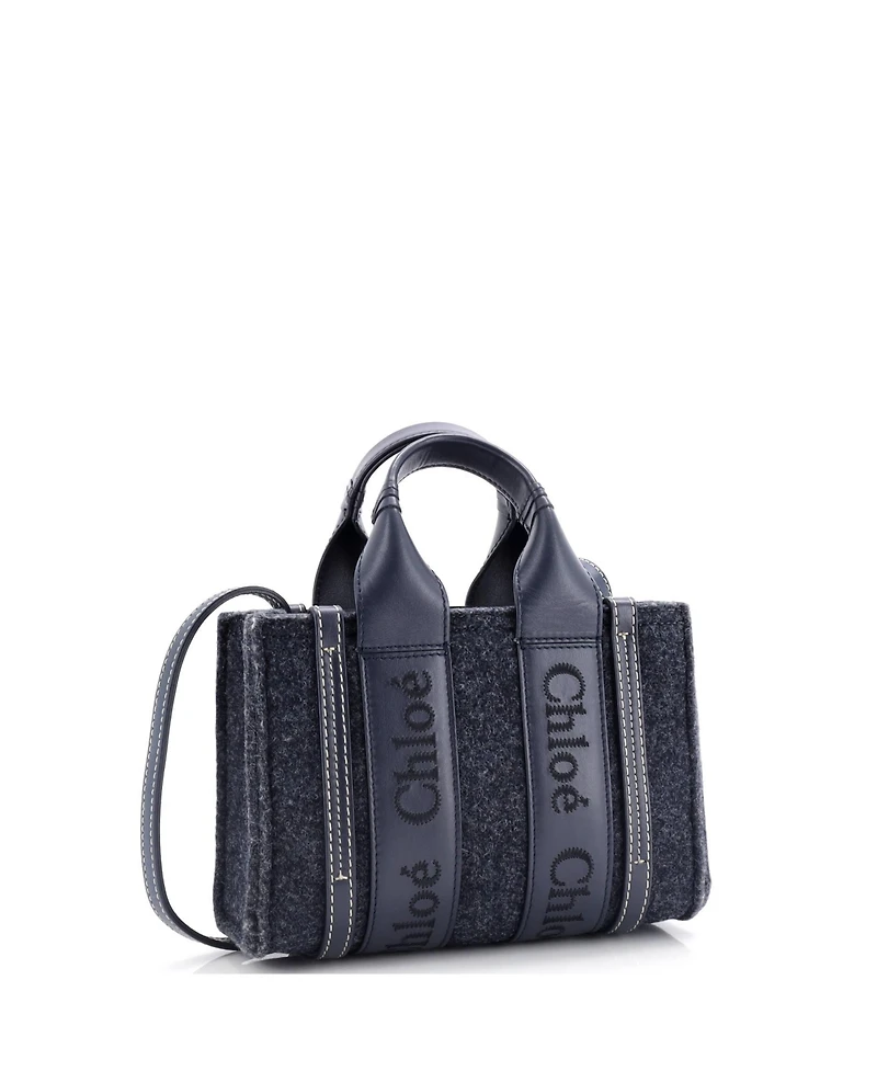 Pre-Owned Chloe Mini Woody Tote Recycled Felt with Leather and Canvas
