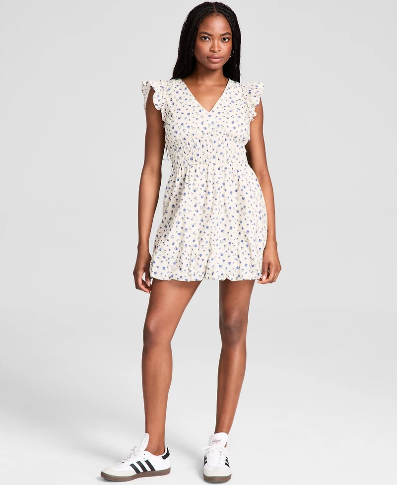And Now This Women's Floral Cotton Bubble-Hem Mini Dress, Exclusively at Macy's