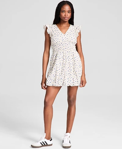 And Now This Women's Floral Cotton Bubble-Hem Mini Dress, Exclusively at Macy's