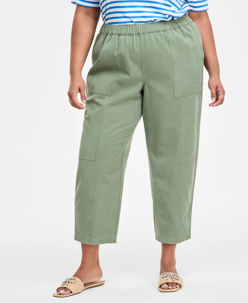 On 34th Trendy Plus Barrel-Leg Utility Pants, Exclusively at Macy's