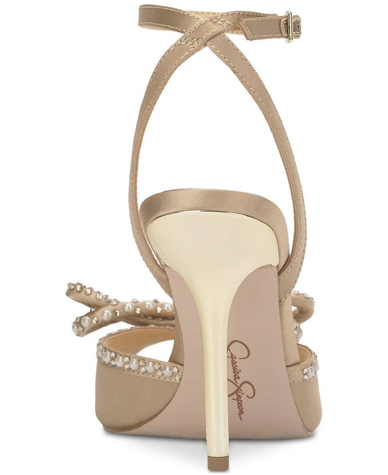 Jessica Simpson Women's Nolira Two-Piece Rhinestone Bow Dress Sandals
