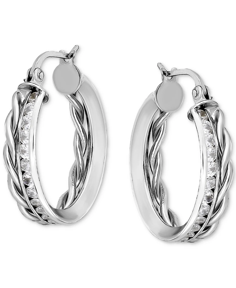 Giani Bernini Cubic Zirconia Channel-Set Hoop Earrings (3-1/4 ct. t.w.) 18k Gold over Sterling Silver