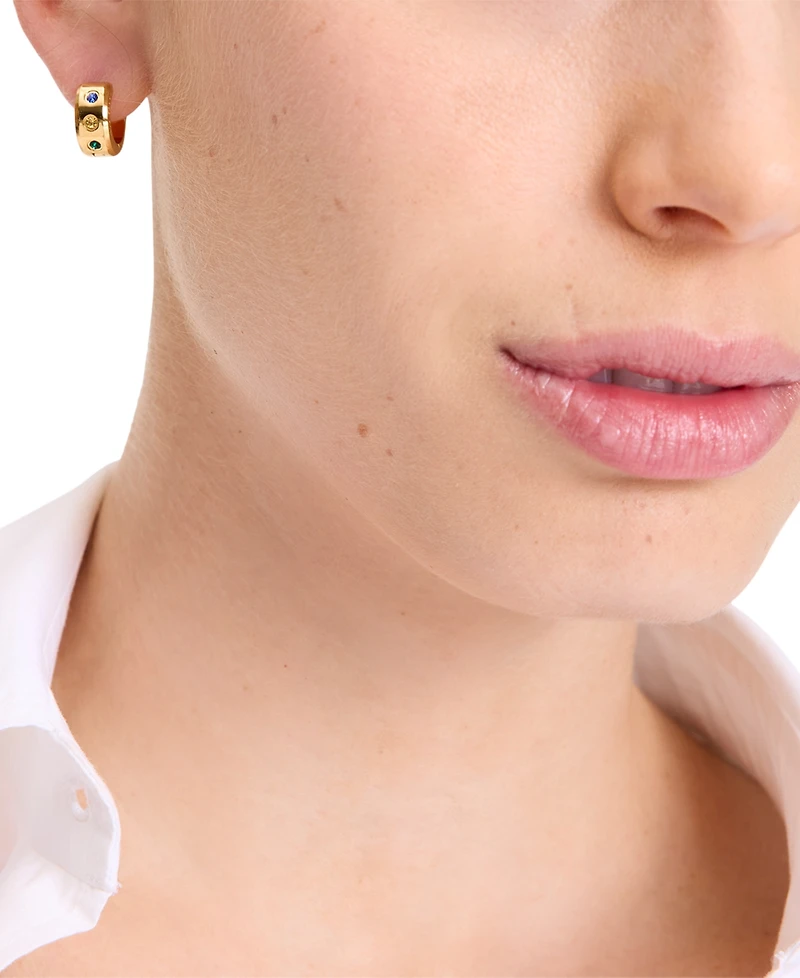 Kate Spade New York Small Pave Chunky Huggie Hoop Earrings, 0.5"