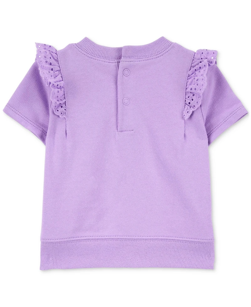 Carter's Baby Girls Cotton Bodysuit, Flutter Top & Shorts, 3 Piece Set