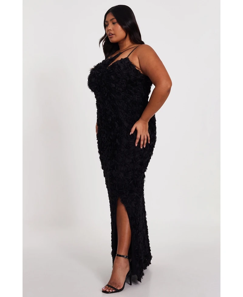 Quiz Plus Cut Out 3D Floral Maxi Dress