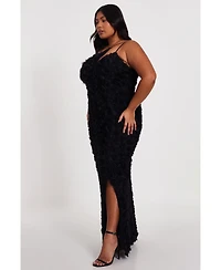 Quiz Plus Cut Out 3D Floral Maxi Dress