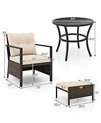 4 Piece Outdoor Furniture Set with Glass Topped Coffee Table
