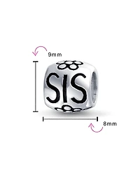 Bling Jewelry Sis Heart Flower Charm Bead Bff Sorority Sister Sterling Silver Bracelet