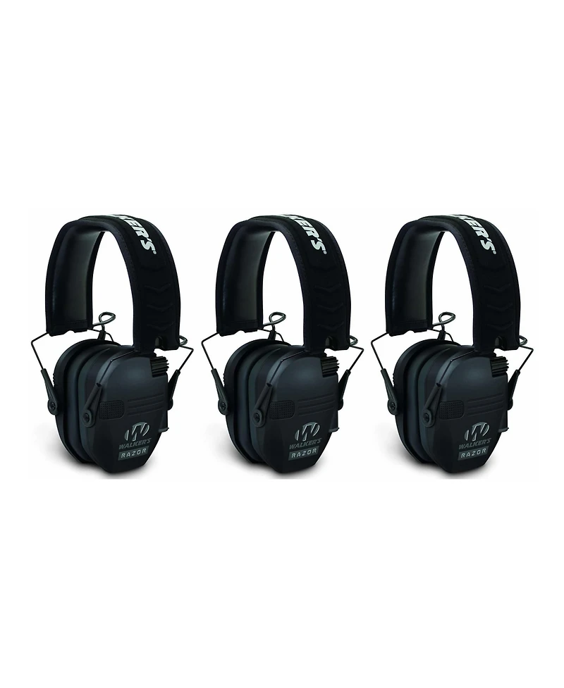 Walker's Razor Slim Electronic Shooting Muffs 3-Pack, Black
