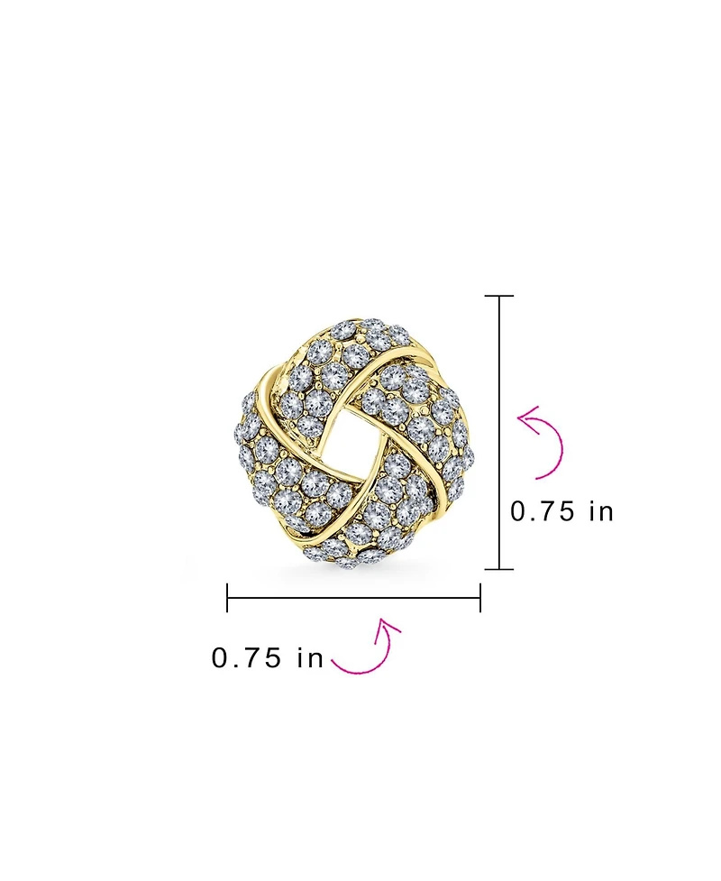 Bling Jewelry Twist Braided Crystal Love Knot Clip-On Earrings Non-Pierced Ears