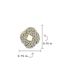 Bling Jewelry Twist Braided Crystal Love Knot Clip-On Earrings Non-Pierced Ears