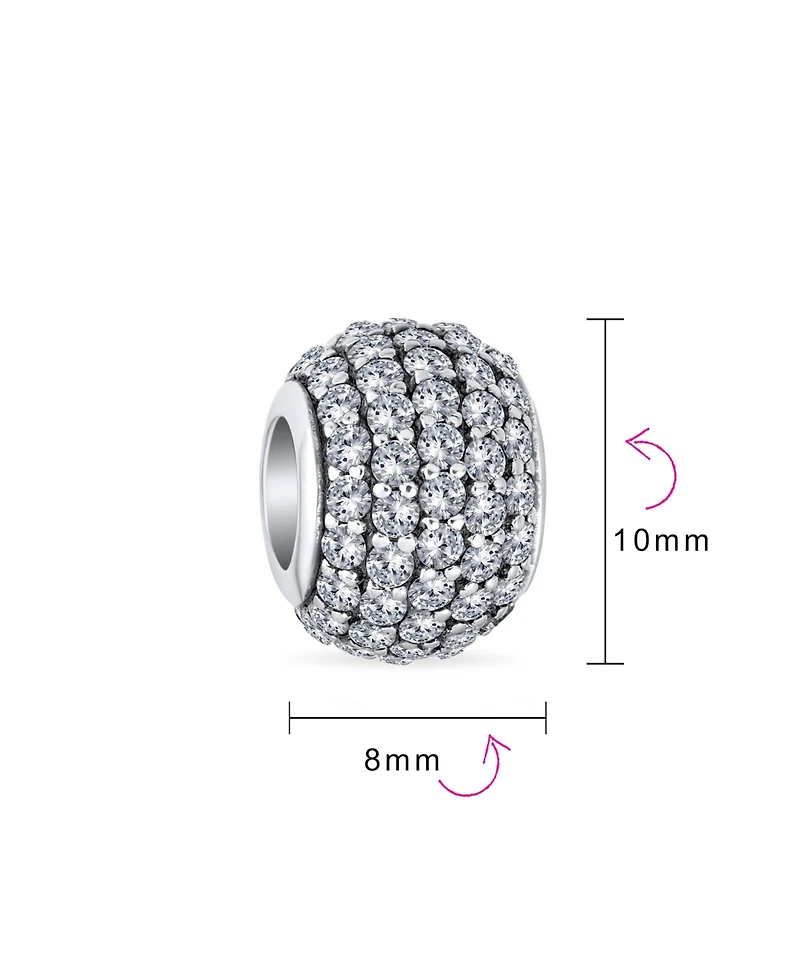 Bling Jewelry Sparkling Dome Crystal Bead Charm Spacer Sterling Silver European Bracelet