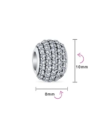Bling Jewelry Sparkling Dome Crystal Bead Charm Spacer Sterling Silver European Bracelet