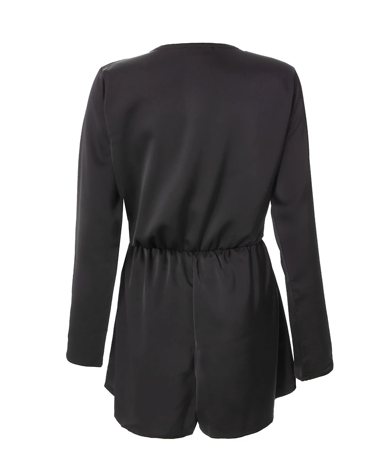 Quiz Women's Satin Wrap Buckle Romper