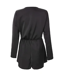 Quiz Women's Satin Wrap Buckle Romper