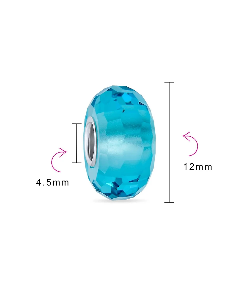 Bling Jewelry Faceted Murano Glass Charm Bead with Sterling Silver Core