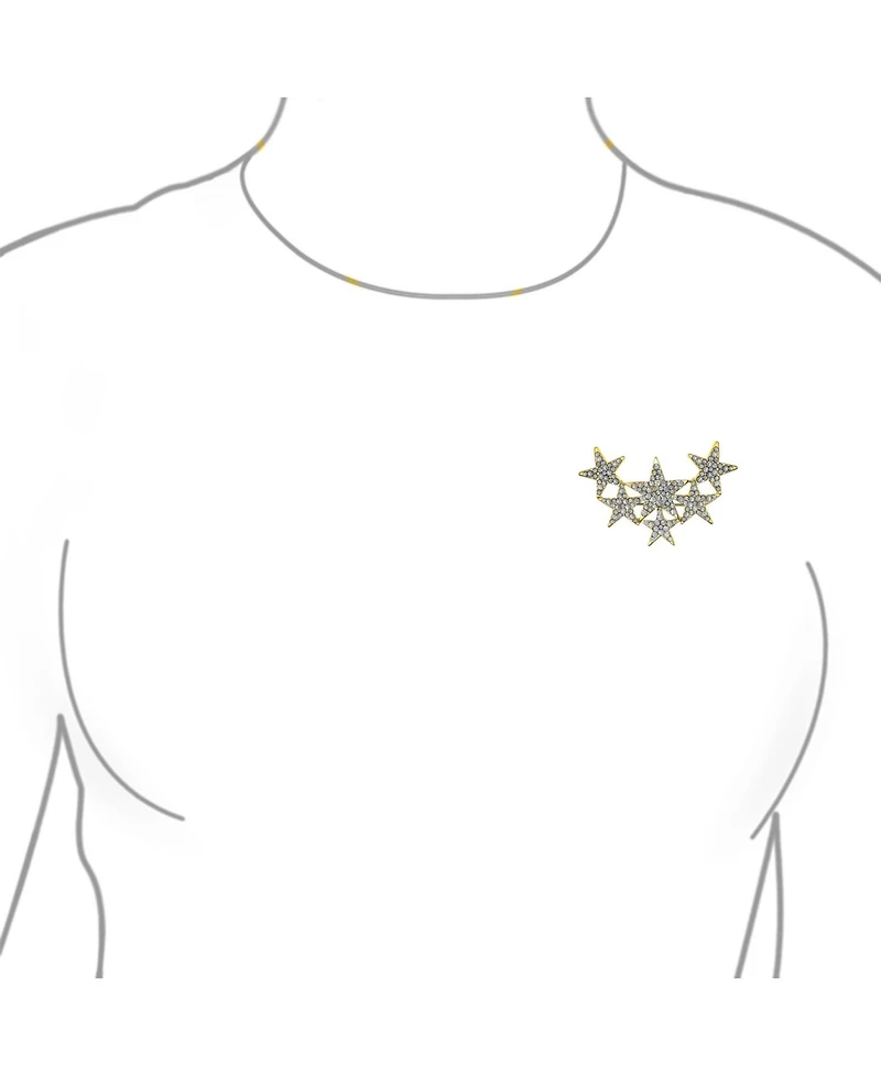 Bling Jewelry Large Statement Celestial Patriotic Usa Rock Star Crystal Stars Brooch Pin