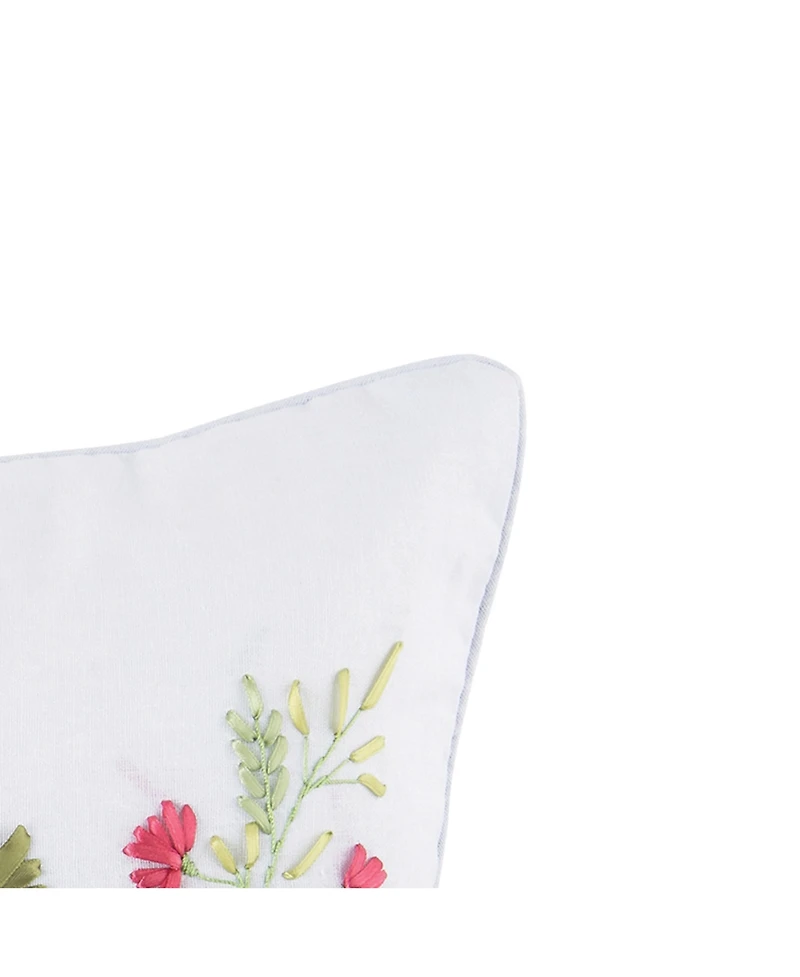 Botanical Hand Crafted Ribbon Art Pillow