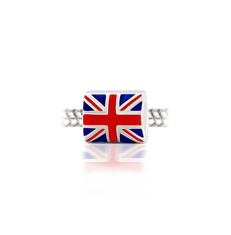 Bling Jewelry Red White Blue Union Jack Charm Bead Sterling Silver European Bracelet