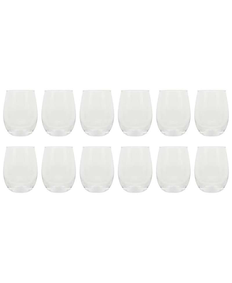 Gibson Home Bellini Glass 12 Piece All Purpose Stemless Red, White, Water, Beverage Glasses/Tumbler - Set of 12