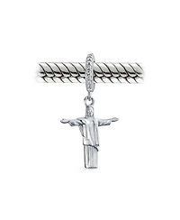 Bling Jewelry Tourism Brazil Christo Redentor Jesus Dangle Charm Bead Sterling Silver Bracelet