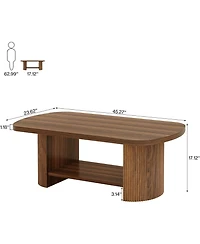 Tribesigns Oval Coffee Table, Mid-Century 2-Tier Coffee Table with Storage Shelf