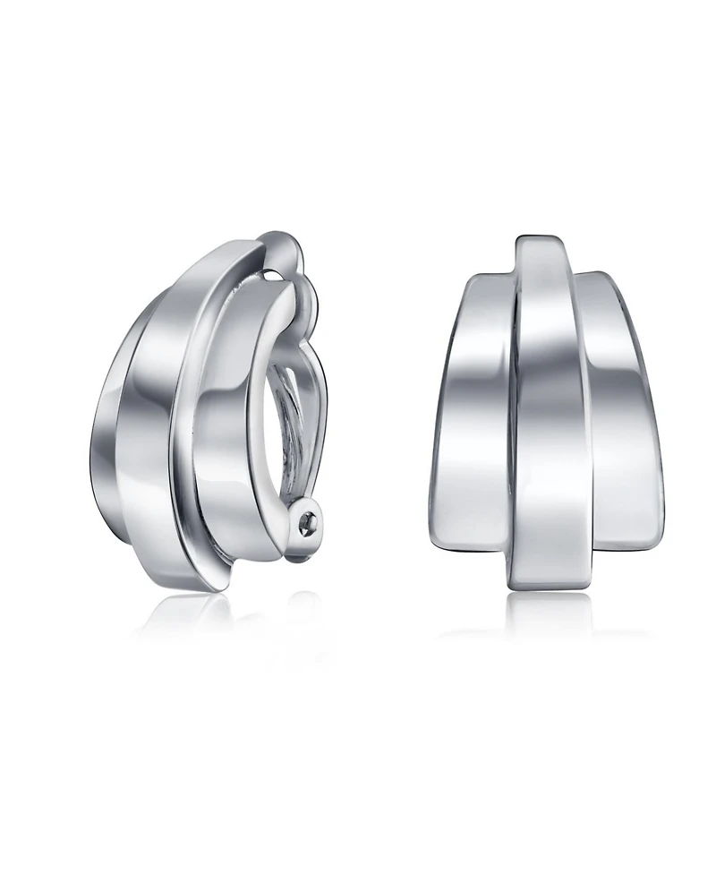 Bling Jewelry Set of 2 Modern Geometric Dome Clip-On Earrings for Non-Pierced Ears Gold Plated