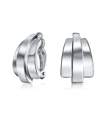 Bling Jewelry Set of 2 Modern Geometric Dome Clip-On Earrings for Non-Pierced Ears Gold Plated