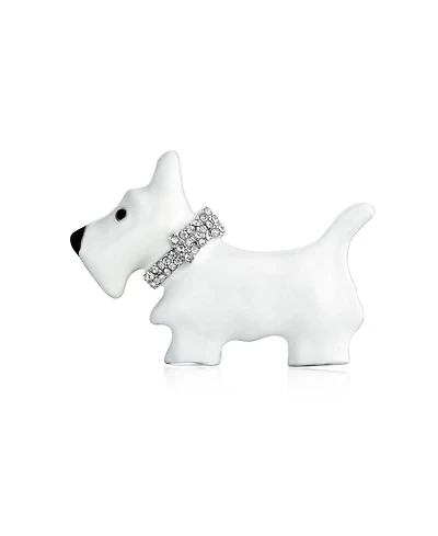 Bling Jewelry Large Statement Blue or Pink Crystal Dog Brooch Pin Silver Tone 1.3 Inch