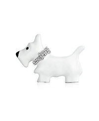 Bling Jewelry Large Statement Blue or Pink Crystal Dog Brooch Pin Silver Tone 1.3 Inch