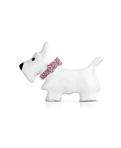 Bling Jewelry Large Statement Blue or Pink Crystal Dog Pin Silver Tone 1.3 Inch