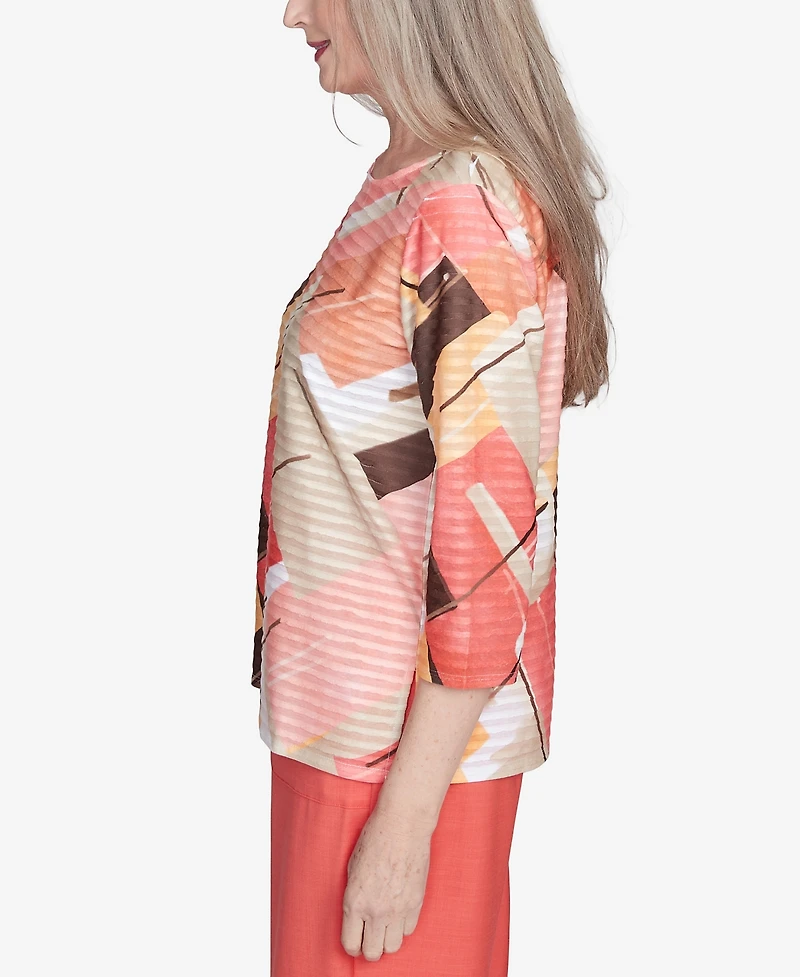 Alfred Dunner Women's Catalina Island Colorful Patchwork Top