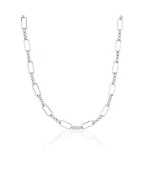 Sterling Silver, Paperclip & Cz Neckalce