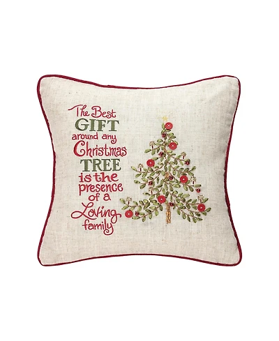 Merry Poinsettia Gift 16" x 16" Embroidered Throw Pillow