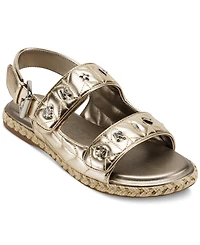 Karl Lagerfeld Paris Women's Charlay Studs Flat Espadrille Sandals